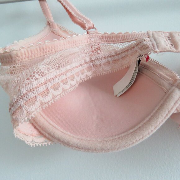 PASSIONATA BY CHANTELLE Let's Play Push-Up T-Shirt Underwire Bra Blush Pink Lace - Picture 13 of 15